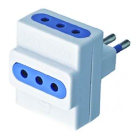ADAPTER DOUBLE SOCKET TRIPLE 10A WITH EARTH