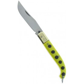Fraraccio coltello zuavo manico corno giallo testina ottone cm. 17