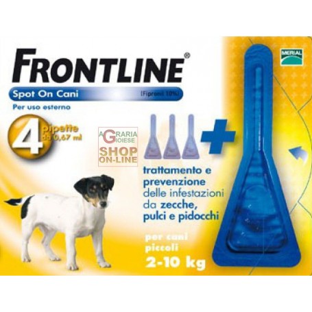 FRONTLINE ANTIPARASSITARIO PULCI ZECCHE SPOT-ON 2 - 10 KG. 4 PIPETTE