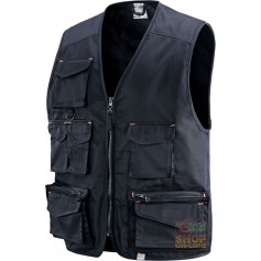 GILET 65% POLIESTERE 35% COTONE MULTITASCHE COLORE BLU TG M L XL XXL