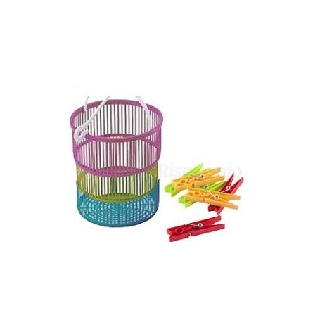 MAX CESTELLO CON 10 MOLLETTE IN PLASTICA PER BUCATO