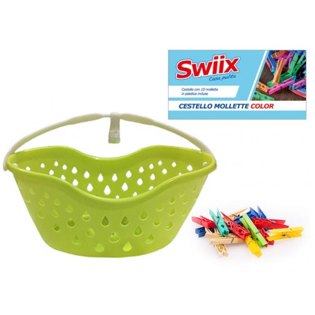 MAX CESTELLO OVALE CON 10 MOLLETTE IN PLASTICA PER BUCATO