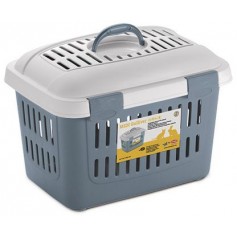 TRASPORTINO PER CANI MIDI GULLIVER BIANCO BLU ACCIAIO cm.45x33x33h
