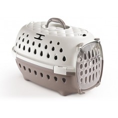 TRASPORTINO PER CANI TRAVEL CHIC TORTORA CHIARO BIANCO cm.