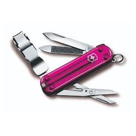Victorinox coltello tagliaughie NailClip 580 con guancette pink transparenti 0.6463.T5