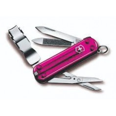 Victorinox coltello tagliaughie NailClip 580 con guancette pink transparenti 0.6463.T5