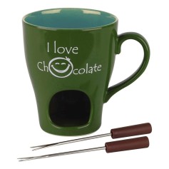 Tognana Cioccolatiera Con 2 Forchette Green-I Love Chocolate Porcellana Verde