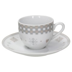 Tognana Confezione 6 Tazze Porcellana Caffè Con Piatto Vichy Beige LINEA OLIMPIA