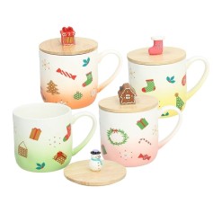 Tognana Il mug con coperchio in porcellana con vari decori natalizi della linea Natale CC. 370